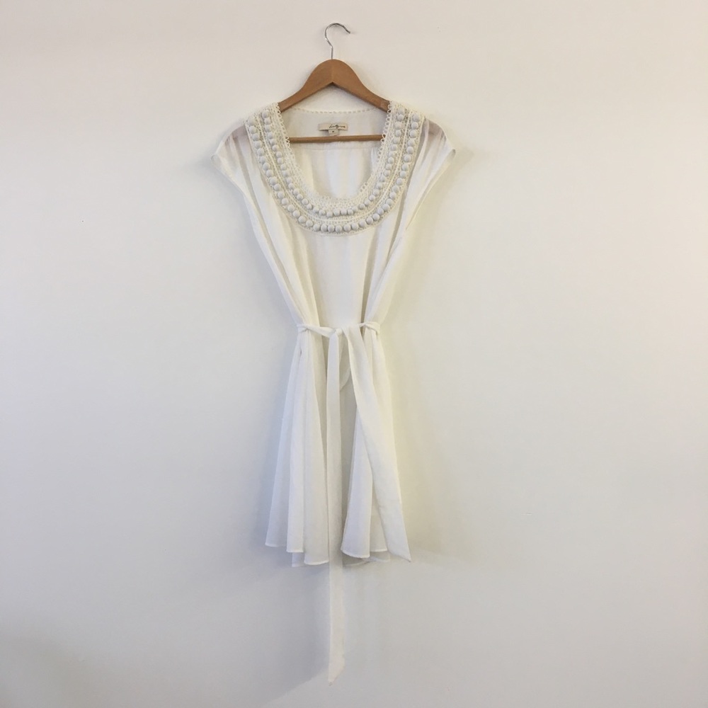Forever 21 Crochet Dress Tunic White Size Medium
